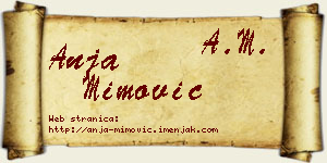 Anja Mimović vizit kartica